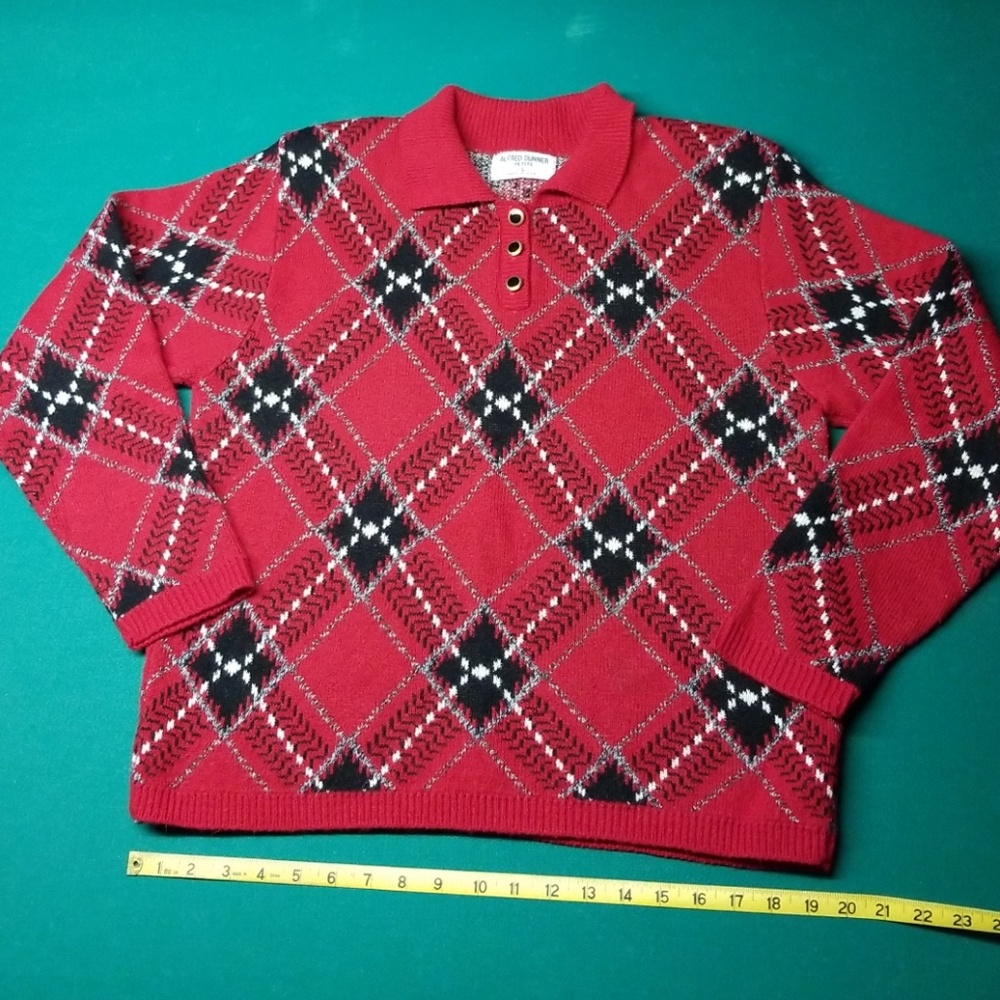 Red tartan sweater